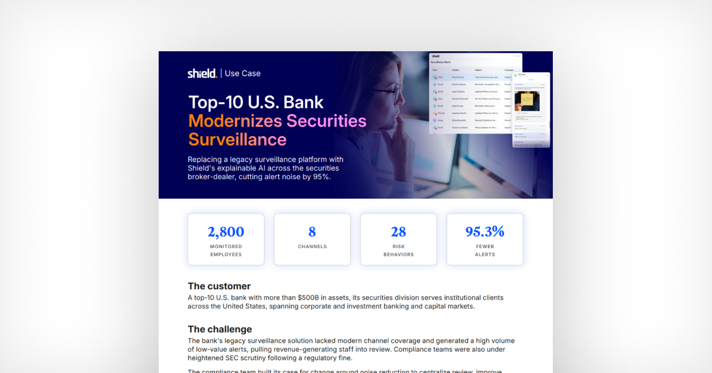 Top-10 U.S. Bank Modernizes Securities Surveillance